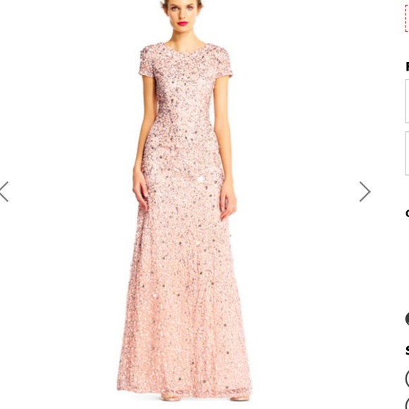 adrianna papell long blush pink sequin mob dress